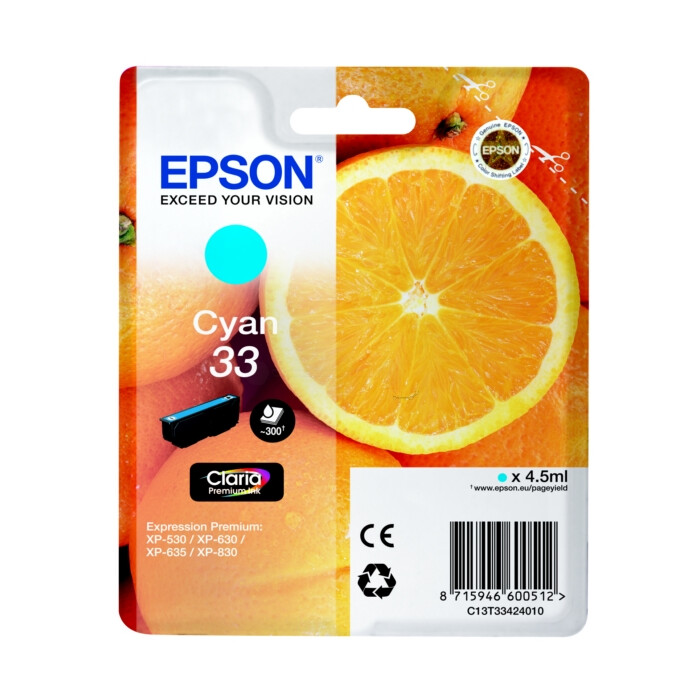 Epson T3342, 33 Druckerpatrone cyan