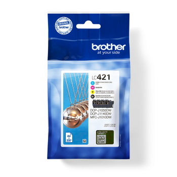 Brother LC-421 Tintenpatronen Multipack 4er Set mit Schwarz, Cyan, Gelb und Magenta