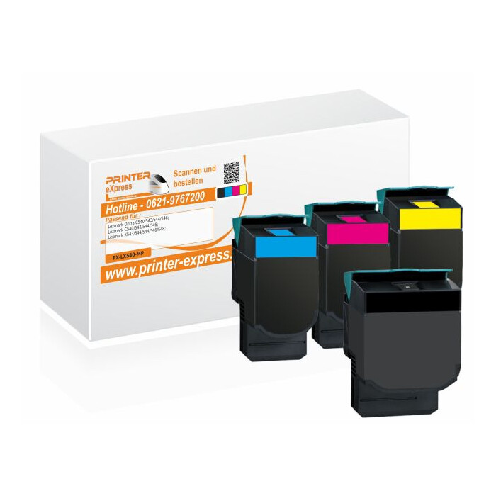 Toner 4er Set alternativ zu Lexmark C540H2KG, C540H2CG, C540H2MG, C540H2YG für Lexmark Drucker