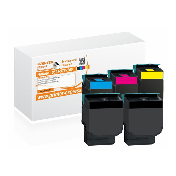 Toner 5er Set alternativ zu Lexmark C540H2KG, C540H2CG, C540H2MG, C540H2YG für Lexmark Drucker