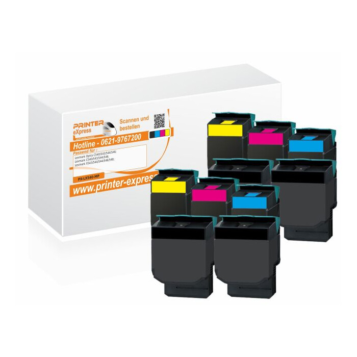 Toner 10er Set alternativ zu Lexmark C540H2KG, C540H2CG, C540H2MG, C540H2YG für Lexmark Drucker