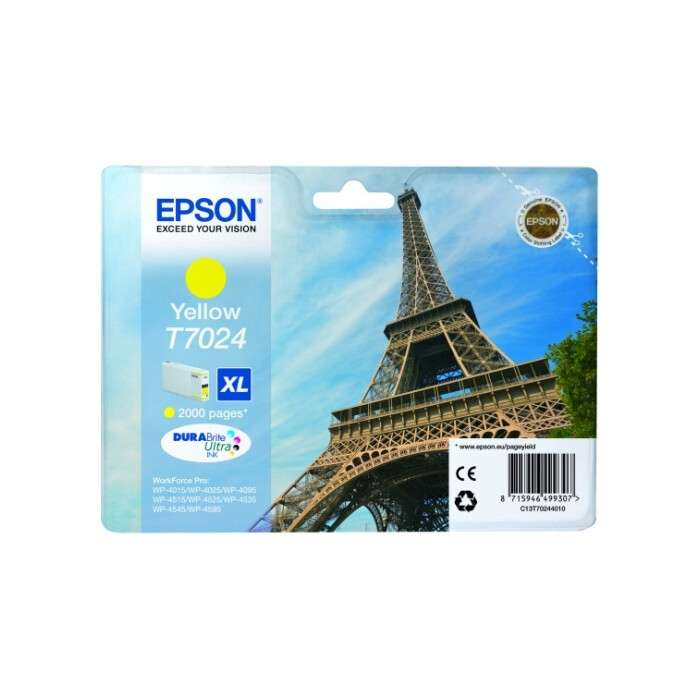 Epson Tintenpatrone gelb C13T70244010, T7024 XL 2000 Seiten