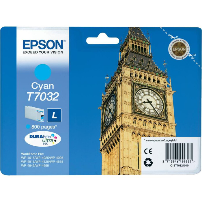 Epson Tintenpatrone cyan C13T70324010, T7032 800 Seiten